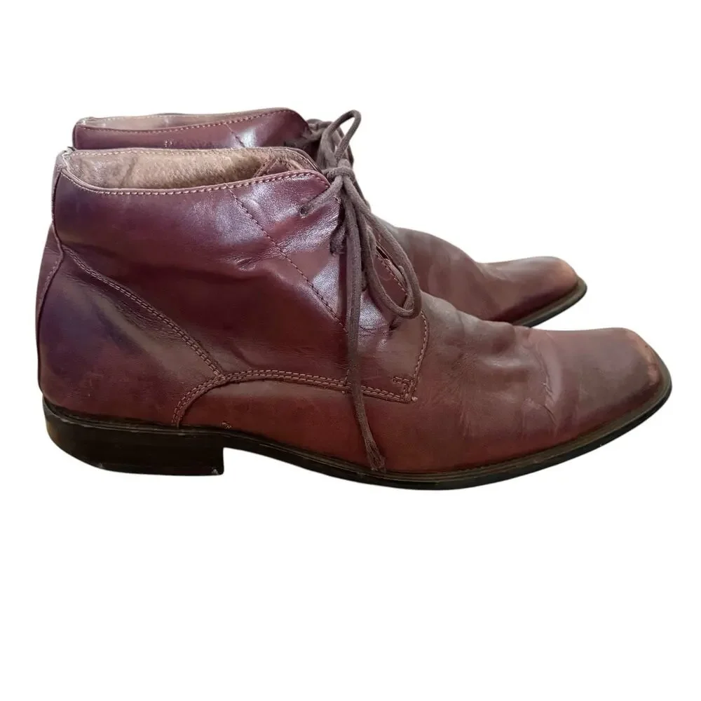Fratelli‎ Select Men 10.5 Red Brown Italian Leather Chukka Boots Square Toe